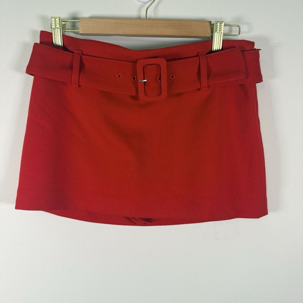 Express Red Solid Belted Mini Short Skort - Size 2